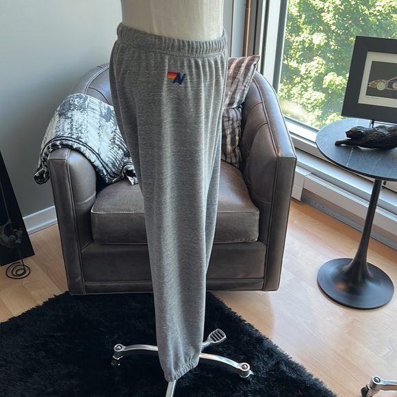 Aviator Nation 5 Stripe Sweatpants in Heather Grey Size Medium - Picture 3 of 8